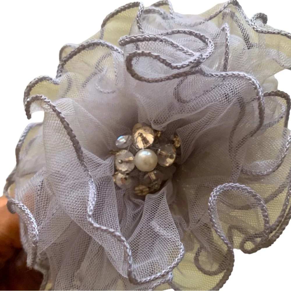 Ooh La La Couture Tulle Flower Headband Girls Color Gray